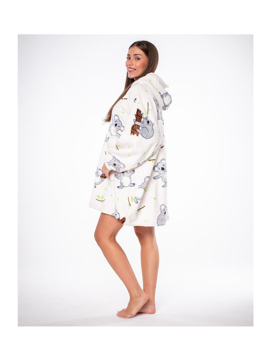 Κουβέρτα Sherpa με Μανίκια 80x84εκ. White