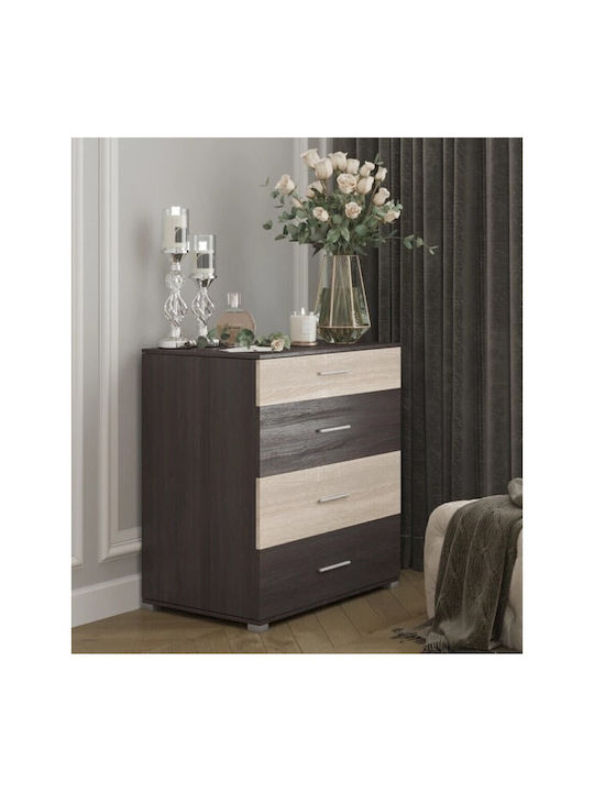 Συρταριέρα Креватокамарас Дървена с 4 чекмеджета Dark Wenge, Milk Oak 70x38x73бр