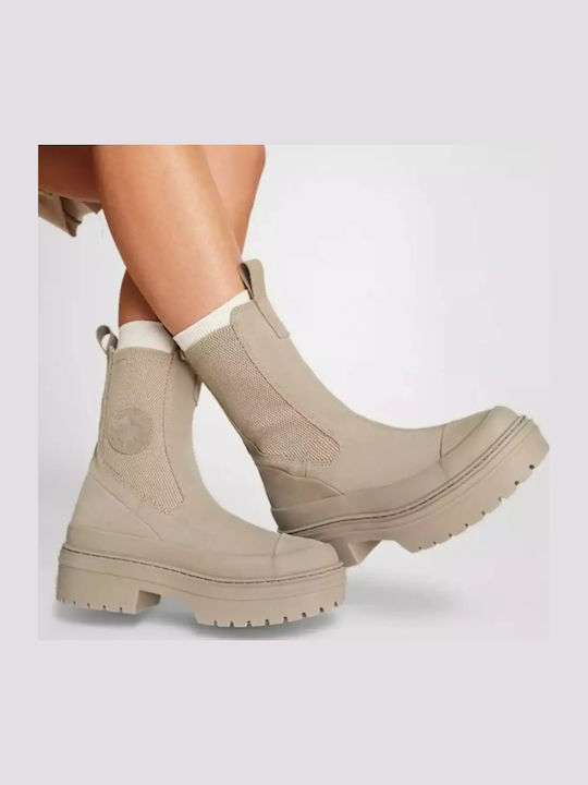 Chuck Taylor Leder Damen Chelsea Stiefeletten Beige