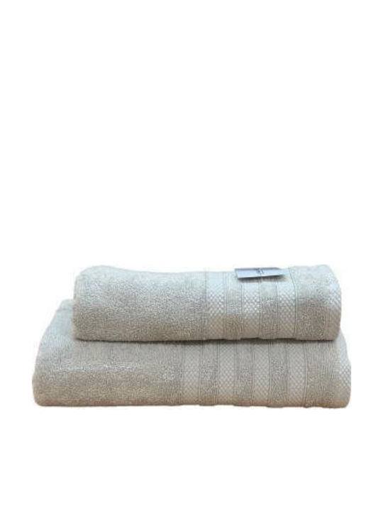Linea Home Πετσέτα Προσώπου Verona 50x90εκ. Ασημί 2τμχ Βάρους 480gr/m²