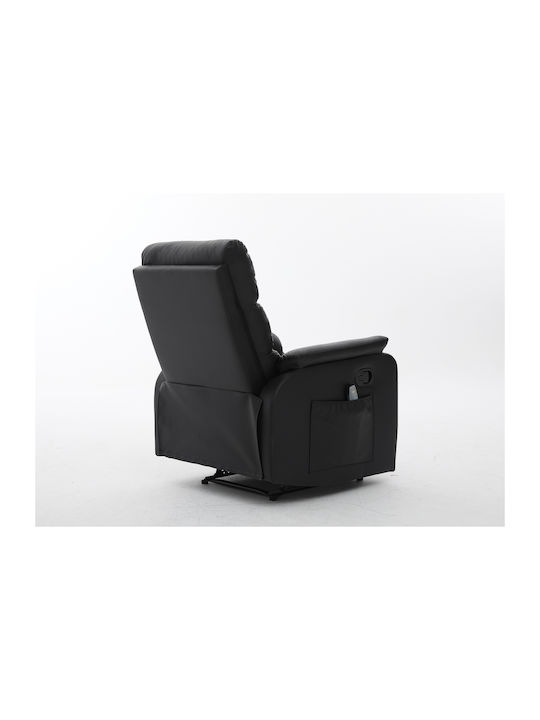 Rigil Πολυθρόνα Relax Massage από Δερματίνη Μαύρο 75x87x102cm