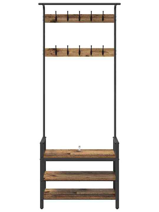 vidaXL Κρεμάστρα Δαπέδου από Ξύλο Μαύρη 75x34x184cm