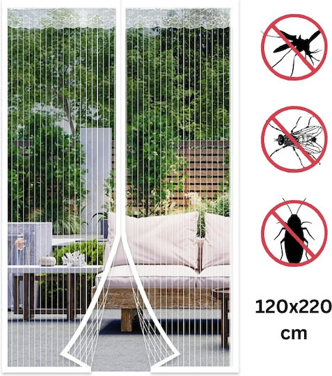 Hoomei Pet Friendly Mosquito Net Door with Velcro with Magnetic Clasp White 220x120cm