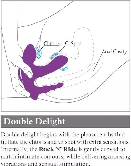 Pipedream 3Some Rock N' Ride Vibe Silicone Vibrator Mini Διπλός Δονητής με Απομακρυσμένο Έλεγχο 7cm Purple