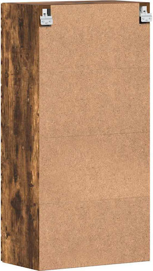 Wall Living Room Display Cabinet made of Particleboard with Glass Smoky Oak 55x29x100cm