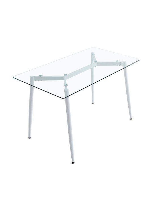 Quana Table Kitchen with Glass Surface Transparent - White 120x70x75cm