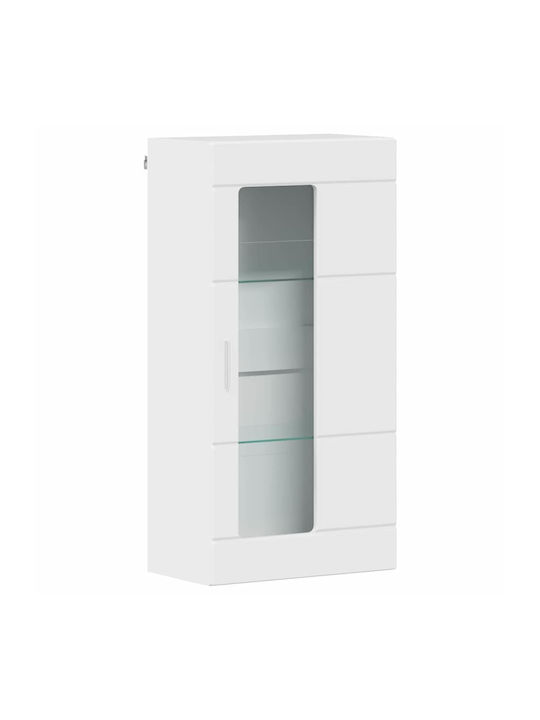 Wall Living Room Display Cabinet made of Particleboard with Glass Glossy White 55x29x100cm