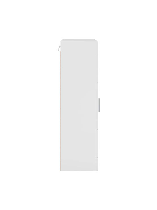 Wall Living Room Display Cabinet made of Particleboard with Glass Glossy White 55x29x100cm