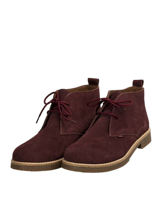 Suede Women's Ankle Boots Burgundy