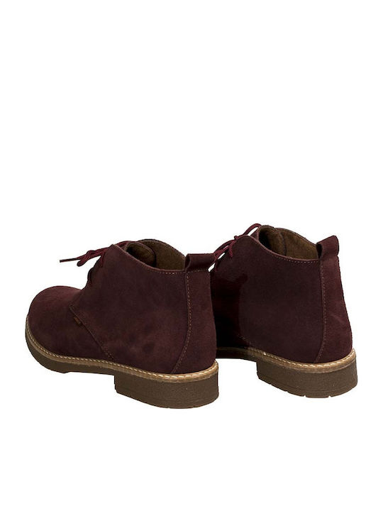 Suede Women's Ankle Boots Burgundy