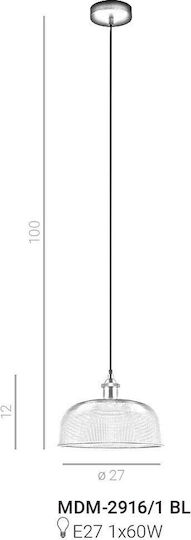 Italux Pendant Light Blue with Socket E27 27x60cm
