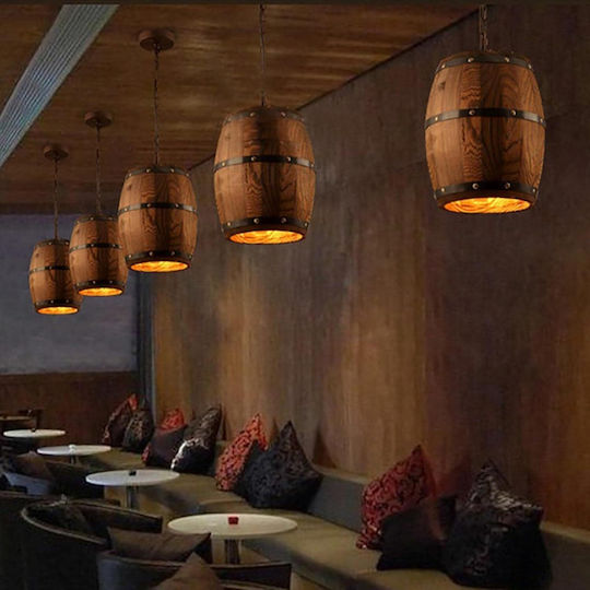VenCore Pendant Light Brown Rail with Socket E27 22x22x29cm
