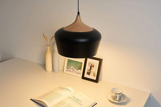 VenCore Adjustable Pendant Light Black Bell with Socket E27 35x35x27cm