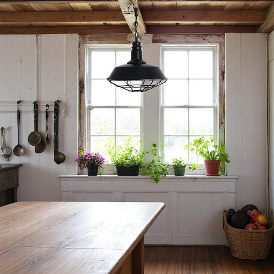 VenCore Pendant Light Black with Rope for Socket E27 36x36x30cm