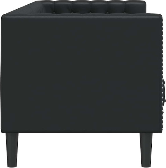 Dreisitzer Sofa Künstliches Leder Black Velvet-Black Metal 194x74.5x70.5cm