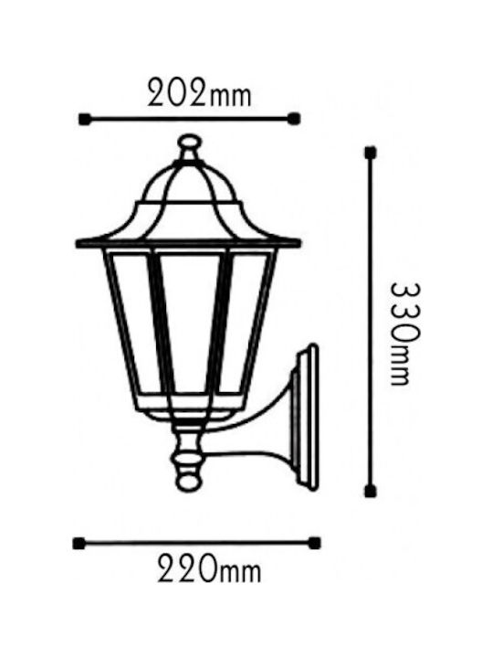 Aca Стенно Външно Фенерче E27 IP45 20.2x33εκ.