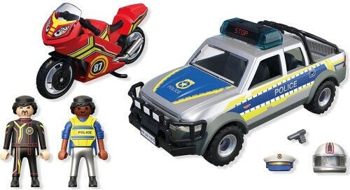 Playmobil Stadt Aktion Polizeifahrzeug Pickup und Motorrad für 4-10 Jahre