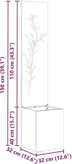 vidaXL Γλάστρα Μεταλλική Μαύρο 32x140x140εκ.