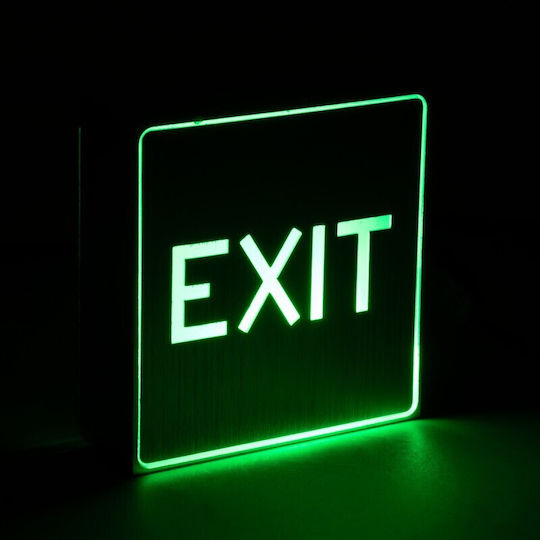 Vencore Алуминиево LED Осветително Тяло за Изход Exit 1w Ac 220-240v М11 X Ш11 X В3cm Зелено