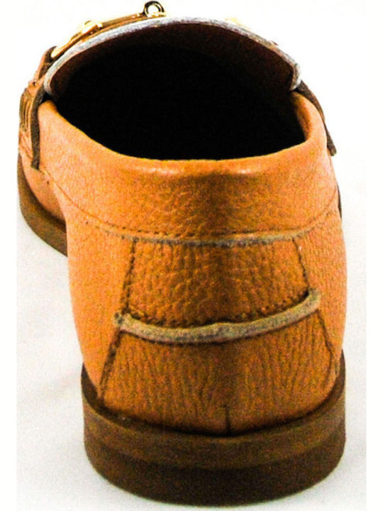 Leather Women's Loafers in Tabac Brown Color