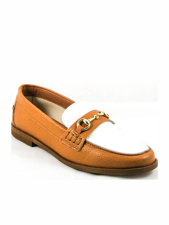 Leather Women's Loafers in Tabac Brown Color