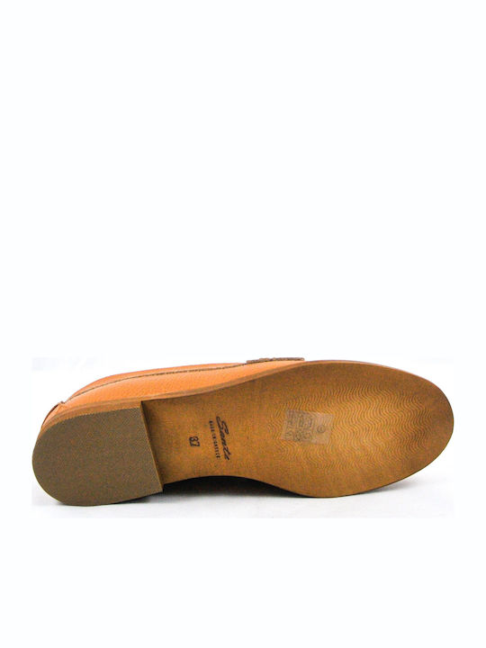 Leather Women's Loafers in Tabac Brown Color