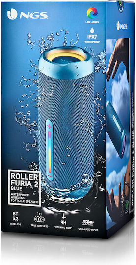 NGS Roller Furia 2 Αδιάβροχο Ηχείο Bluetooth 30W με Ραδιόφωνο και Διάρκεια Μπαταρίας έως 9 ώρες Μπλε