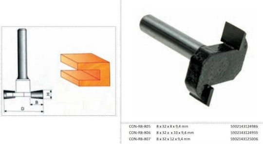 Drel Cutting Tool Carbide for Wood 9.4mm x 10mm