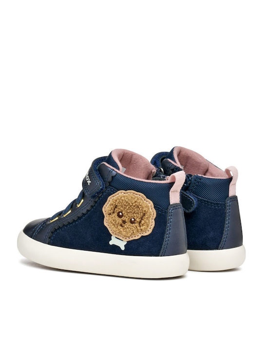 B Gisli Anatomische Leder Kinderstiefel mit Bügel- und Schleifenverschluss Marineblaue
