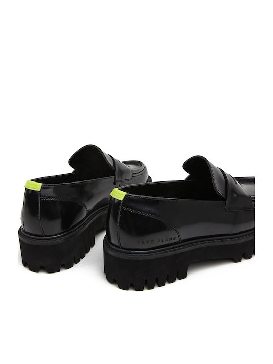 Leather Women's Loafers in Black Color