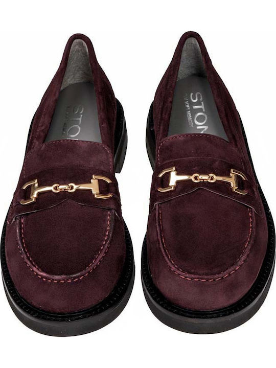 Δερμάτινα Γυναικεία Loafers σε Μπορντό Χρώμα