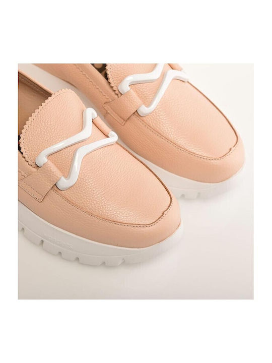 Δερμάτινα Γυναικεία Loafers σε Ροζ Χρώμα