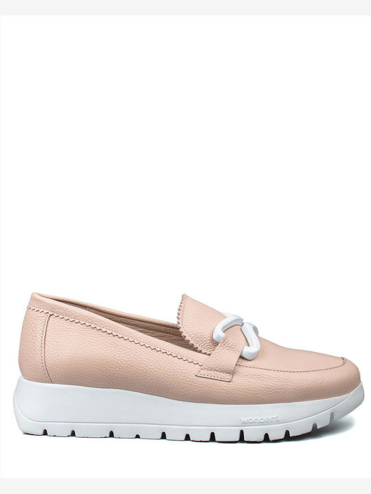 Δερμάτινα Γυναικεία Loafers σε Ροζ Χρώμα