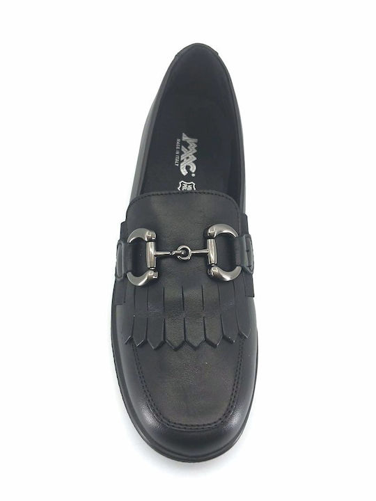 Leder Damen Loafers in Schwarz Farbe