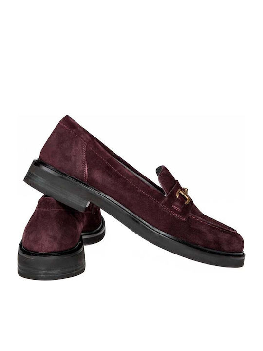 Δερμάτινα Γυναικεία Loafers σε Μπορντό Χρώμα