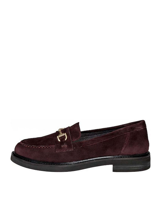 Δερμάτινα Γυναικεία Loafers σε Μπορντό Χρώμα