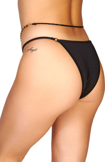 Brazil Panties Removable Chain At The Waist Black