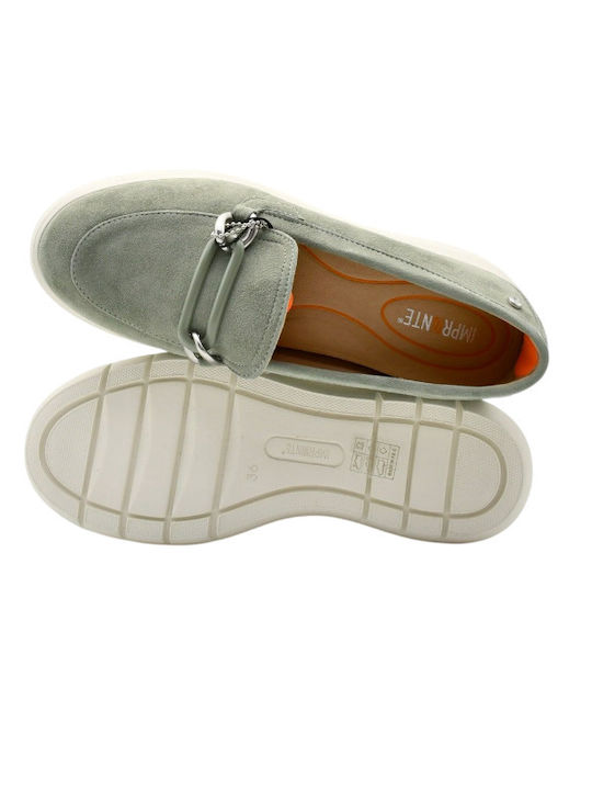 Δερμάτινα Γυναικεία Loafers σε Πράσινο Χρώμα