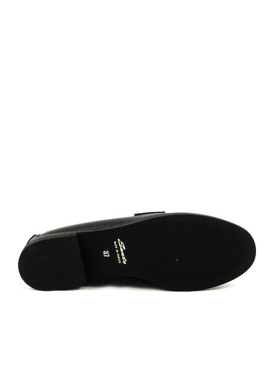 Leather Women's Loafers in Black Color