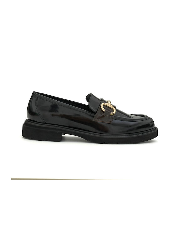 Δερμάτινα Γυναικεία Loafers σε Μαύρο Χρώμα