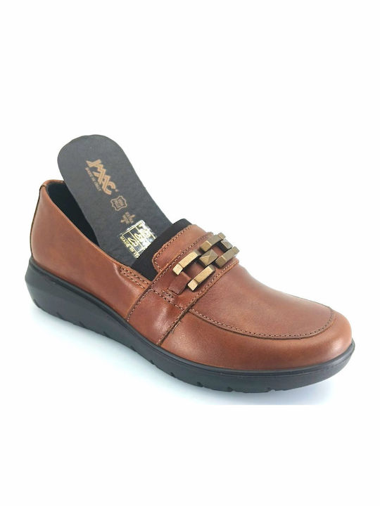 Leder Damen Mokassins in Braun Farbe