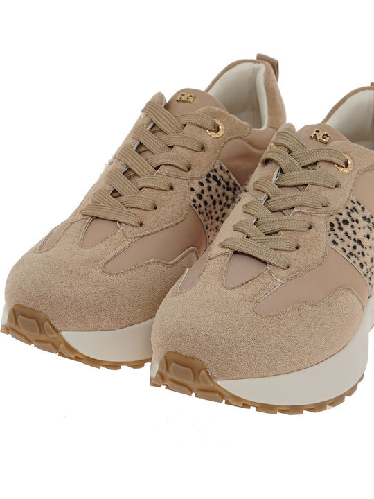 Sneakers Camel Suede Leopard