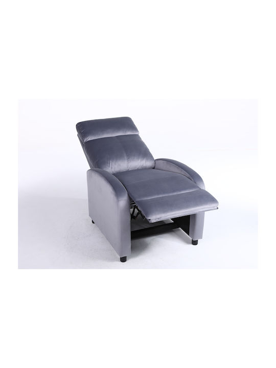 Tureis Πολυθρόνα Relax Βελούδινη Γκρι 68x86x99cm