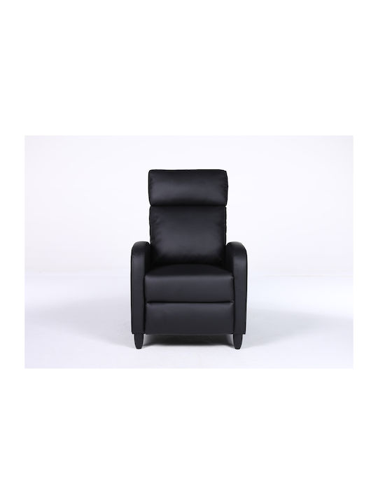 Atria Πολυθρόνα Relax από Δερματίνη Μαύρο 67.5x90x104cm