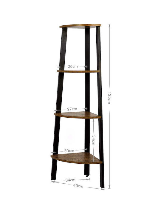 Γωνιακή Βιβλιοθήκη Καφέ 45x34x125εκ.