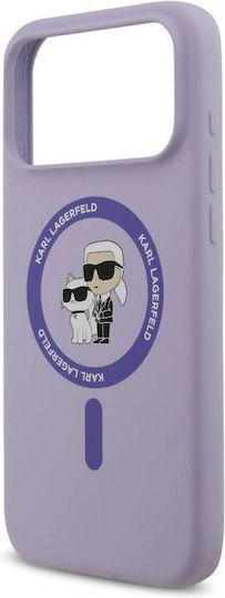Karl Lagerfeld Liquid Umschlag Rückseite Silikon Lila (iPhone 17 Pro Max)