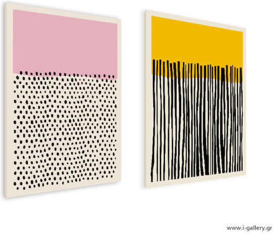 Canvas Painting Abstract Lines Twofold Offer Twofold 60x40cm 2 Pieces 30x40cm