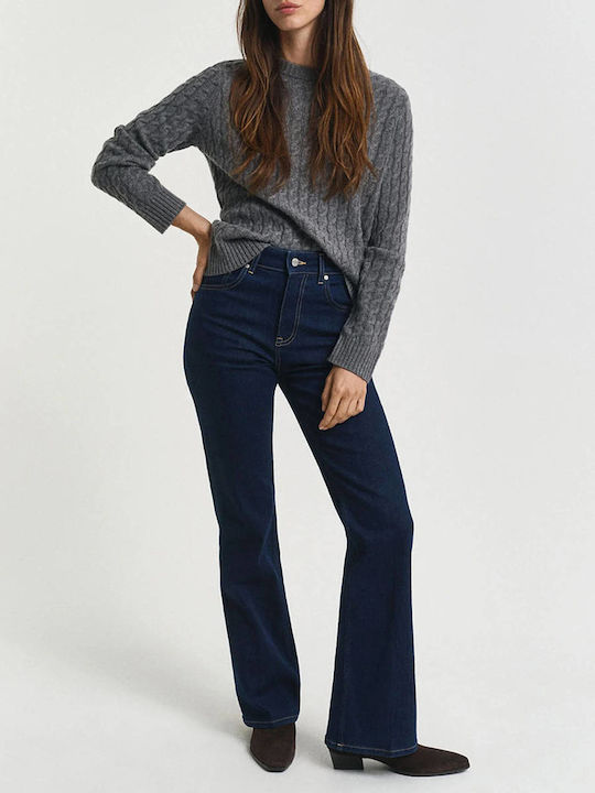 Women's Jean Trousers Flared in Slim Fit Dark Blue