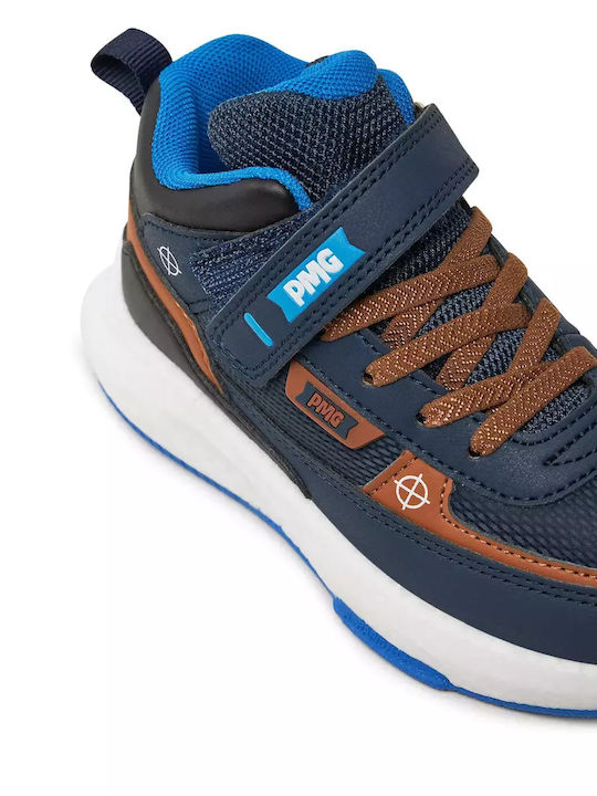 Παιδικά Sneakers High Ανατομικά με Σκρατς Navy Μπλε