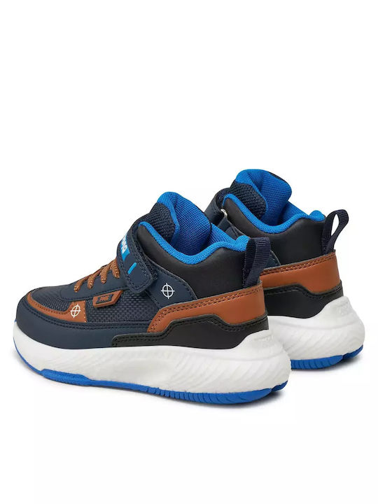 Παιδικά Sneakers High Ανατομικά με Σκρατς Navy Μπλε
